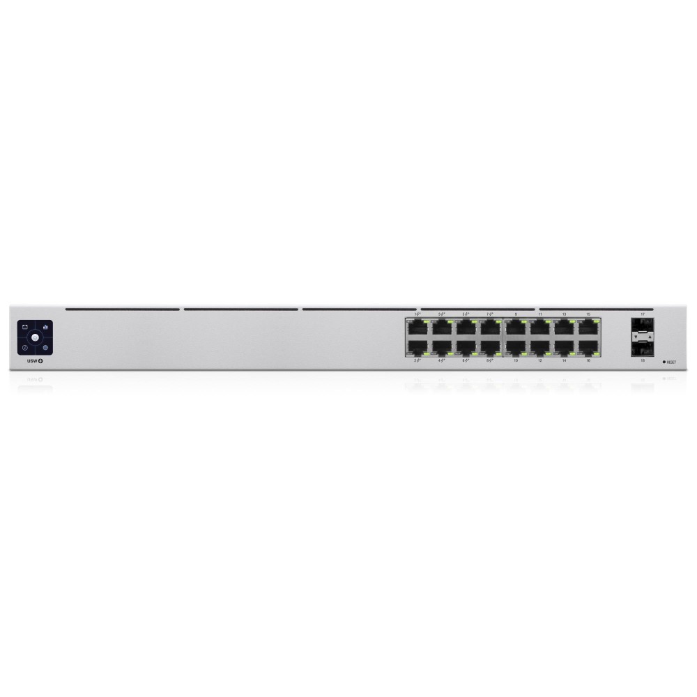 Switch|UBIQUITI|USW-16-POE|Type L2|Desktop/pedestal|Rack|16x10Base-T / 100Base-TX / 1000Base-T|2xSFP|PoE ports 16|PoE+ ports 8|18 Watts|USW-16-POE