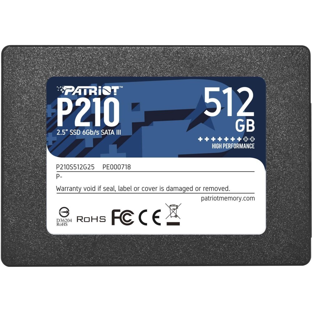 SSD|PATRIOT|P210|512GB|SATA 3.0|Write speed 430 MBytes/sec|Read speed 520 MBytes/sec|2,5"|TBW 240 TB|P210S512G25