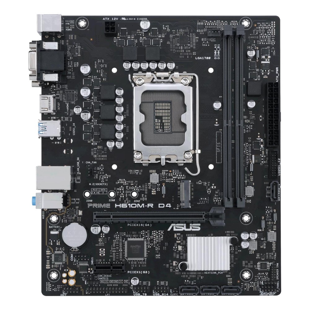 Mainboard|ASUS|Intel H610|LGA1700|Micro-ATX|Memory DDR4|Memory slots 2|1xPCI-Express 1x|1xPCI-Express 16x|1xM.2|1x15pin D-sub|2xDVI-D|1xHDMI|2xUSB 2.0|2xUSB 3.2|2xPS/2|1xRJ45|3xAudio port|PRIMEH610M-RD4-SI