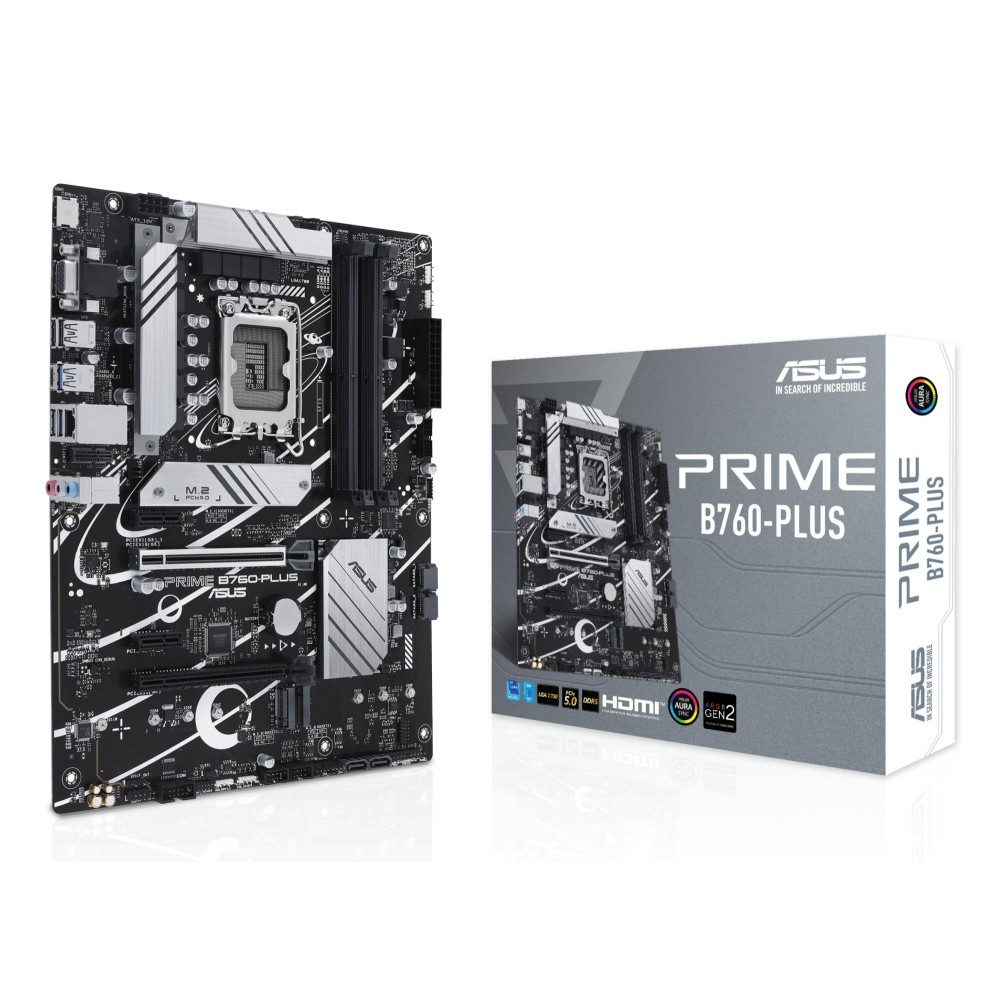 Mainboard|ASUS|Intel B760 Express|LGA1700|ATX|Memory DDR5|Memory slots 4|2xPCI-Express 3.0 1x|1xPCI-Express 4.0 16x|1xPCI-Express 5.0 16x|3xM.2|1x15pin D-sub|1xHDMI|1xDisplayPort|2xUSB 2.0|3xUSB 3.2|1xUSB-C|1xRJ45|3xAudio port|PRIMEB760-PLUS