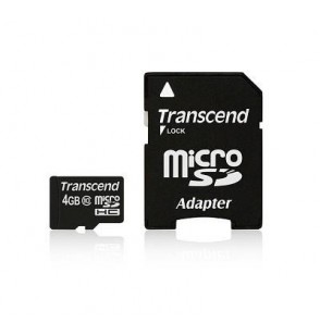 MEMORY MICRO SDHC 4GB W/ADAPT/CLASS10 TS4GUSDHC10 TRANSCEND