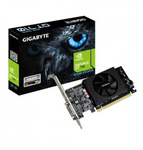 Graphics Card | GIGABYTE | NVIDIA GeForce GT 710 | 2 GB | 64 bit | PCIE 2.0 8x | GDDR5 | Memory 5010 MHz | GPU 954 MHz | Single Slot Fansink | 1xDVI | 1xHDMI | GV-N710D5-2GL