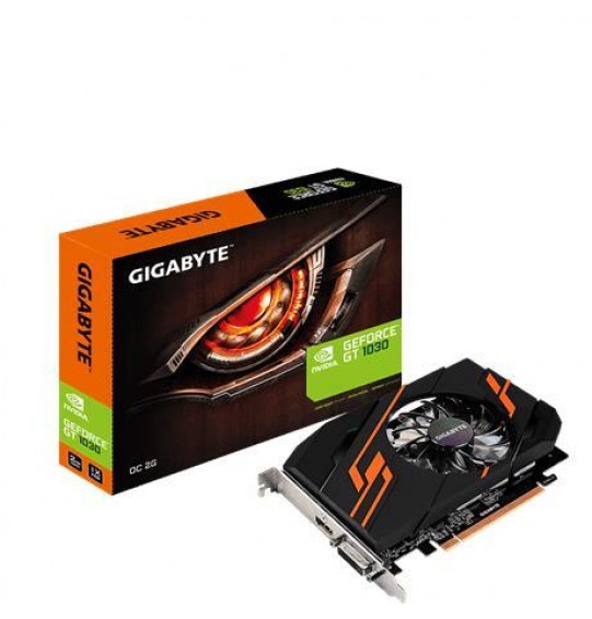 Graphics Card | GIGABYTE | NVIDIA GeForce GT 1030 | 2 GB | 64 bit | PCIE 3.0 16x | GDDR5 | Memory 6008 MHz | GPU 1265 MHz | Single Slot Fansink | GV-N1030OC-2GI