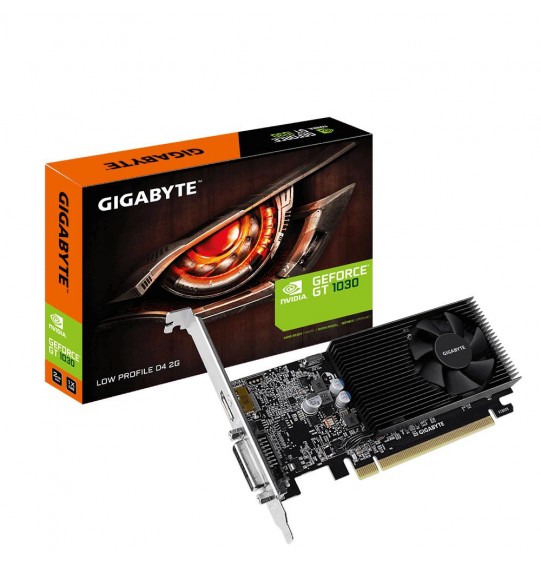 Graphics Card | GIGABYTE | NVIDIA GeForce GT 1030 | 2 GB | 64 bit | PCIE 3.0 16x | GDDR4 | Memory 2100 MHz | GPU 1177 MHz | Single Slot Fansink | 1xDVI | 1xHDMI | GV-N1030D4-2GL