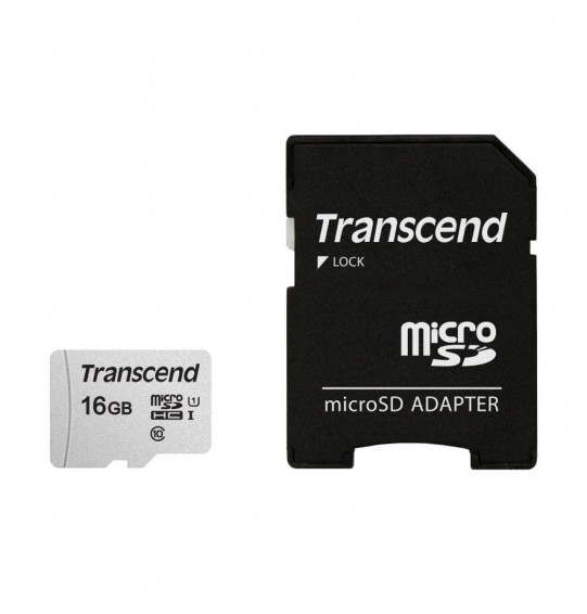 MEMORY MICRO SDHC 16GB W/ADAP/C10 TS16GUSD300S-A TRANSCEND