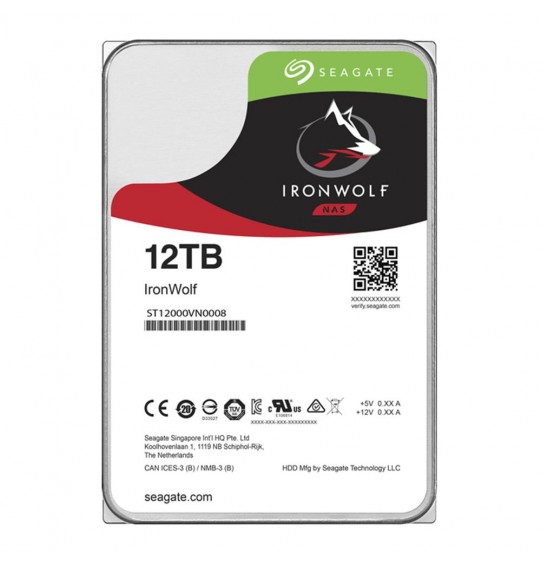 HDD | SEAGATE | IronWolf | 12TB | SATA 3.0 | 256 MB | 7200 rpm | 3,5" | ST12000VN0008