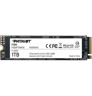 SSD | PATRIOT | P300 | 1TB | M.2 | PCIE | NVMe | 3D NAND | Write speed 1650 MBytes/sec | Read speed 2100 MBytes/sec | 3.8mm | TBW 480 TB | P300P1TBM28