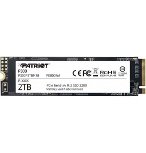 SSD | PATRIOT | P300 | 2TB | M.2 | PCIE | NVMe | QLC | Write speed 1650 MBytes/sec | Read speed 2100 MBytes/sec | 3.8mm | TBW 960 TB | P300P2TBM28