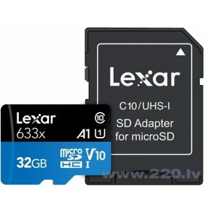MEMORY MICRO SDHC 32GB UHS-I/W/ADAPTER LSDMI32GBB633A LEXAR