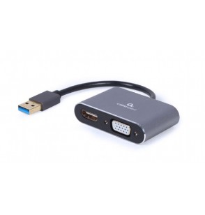 I/O ADAPTER USB3 TO HDMI/VGA/GREY A-USB3-HDMIVGA-01 GEMBIRD