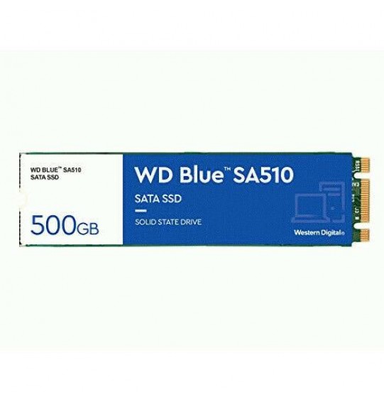 SSD | WESTERN DIGITAL | Blue SA510 | 500GB | M.2 | SATA 3.0 | Write speed 510 MBytes/sec | Read speed 560 MBytes/sec | 2.38mm | TBW 200 TB | MTBF 1750000 hours | WDS500G3B0B