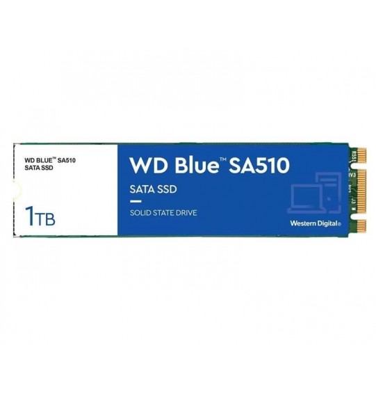 SSD | WESTERN DIGITAL | Blue SA510 | 1TB | M.2 | SATA 3.0 | Write speed 520 MBytes/sec | Read speed 560 MBytes/sec | 2.38mm | TBW 400 TB | MTBF 1750000 hours | WDS100T3B0B