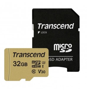 MEMORY MICRO SDHC 32GB W/ADAPT/UHS-I TS32GUSD500S TRANSCEND