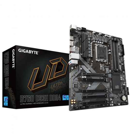 Mainboard | GIGABYTE | Intel B760 Express | LGA1700 | ATX | Memory DDR4 | Memory slots 4 | 4xPCI-Express 3.0 1x | 1xPCI-Express 4.0 16x | 2xM.2 | 1xHDMI | 1xDisplayPort | 4xUSB 2.0 | 1xUSB 3.2 | 1xUSB-C | 1xPS/2 | 1xRJ45 | 3xAudio port | B760DS3HDDR4