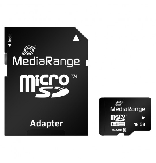 MEMORY MICRO SDHC 16GB C10/W/ADAPTER MR958 MEDIARANGE