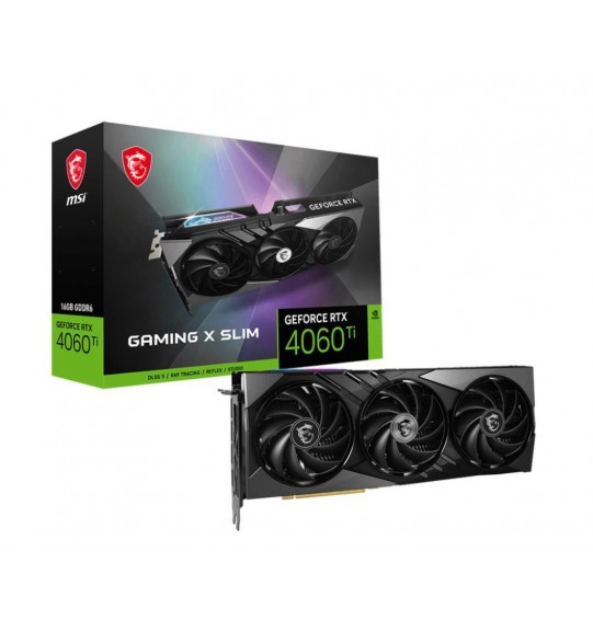 Graphics Card | MSI | NVIDIA GeForce RTX 4060 Ti | 16 GB | GDDR6 | 128 bit | PCIE 4.0 8x | 1xHDMI | 3xDisplayPort | RTX4060TIGAMXSLIM16G