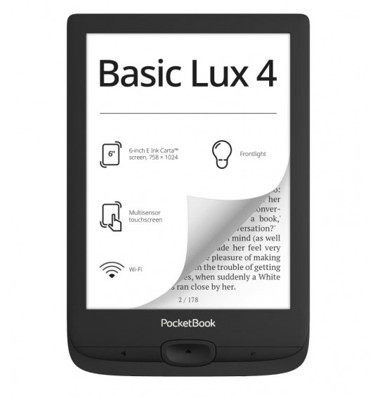 E-Reader | POCKETBOOK | Basic Lux 4 | 6" | 1024x758 | 1xUSB-C | Micro SD | Wireless LAN | Black | PB618-P-WW