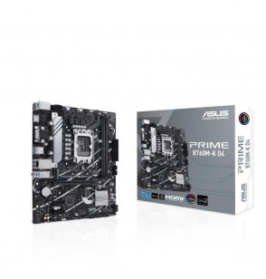 Mainboard | ASUS | Intel B760 Express | LGA1700 | Micro-ATX | Memory DDR4 | Memory slots 2 | 2xPCI-Express 4.0 1x | 1xPCI-Express 4.0 16x | 2xM.2 | 1x15pin D-sub | 1xHDMI | 2xUSB 2.0 | 4xUSB 3.2 | 1xPS/2 | 1xRJ45 | 3xAudio port | PRIMEB760M-KD4