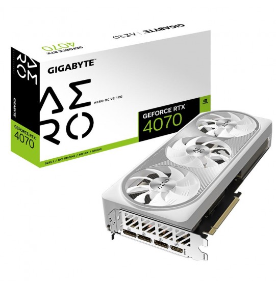 Graphics Card | GIGABYTE | NVIDIA GeForce RTX 4070 | 12 GB | GDDR6X | 192 bit | PCIE 4.0 16x | GPU 2565 MHz | 1xHDMI | 3xDisplayPort | GV-N4070AERO_OCV2-12GD