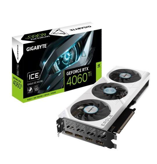 Graphics Card | GIGABYTE | NVIDIA GeForce RTX 4060 Ti | 8 GB | GDDR6 | 128 bit | PCIE 4.0 16x | GPU 2550 MHz | 2xHDMI | 2xDisplayPort | GV-N406TEAGLEOCICE-8GD