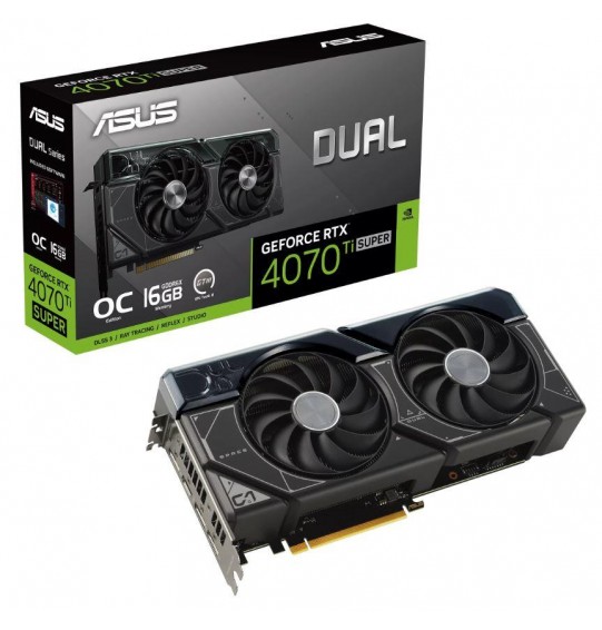 Graphics Card | ASUS | NVIDIA GeForce RTX 4070 Ti SUPER | 16 GB | GDDR6X | 256 bit | PCIE 4.0 16x | Dual Slot Fansink | 1xHDMI | 3xDisplayPort | DUAL-RTX4070TIS-O16G