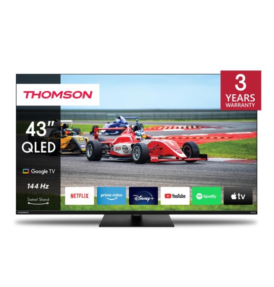 TV Set | THOMSON | 43" | 4K/Smart | QLED | 3840x2160 | Wireless LAN | Bluetooth | Google TV | Black | 43QG7C14