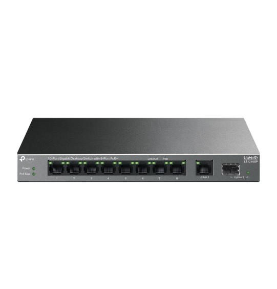 Switch | TP-LINK | LS1210GP | 9x10Base-T / 100Base-TX / 1000Base-T | 1xSFP | PoE+ ports 8 | LS1210GP