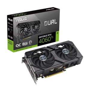 Graphics Card | ASUS | NVIDIA GeForce RTX 4060 Ti | 8 GB | GDDR6 | 128 bit | PCIE 4.0 16x | GPU 2565 MHz | Dual Slot Fansink | 1xHDMI | 3xDisplayPort | DUAL-RTX4060TI-O8G-EVO