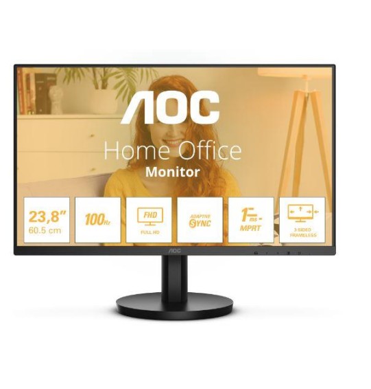 LCD Monitor | AOC | 24" | Panel VA | 1920x1080 | 16:9 | 100 Hz | Matte | 1 ms | Speakers | Tilt | Colour Black | 24B3HMA2