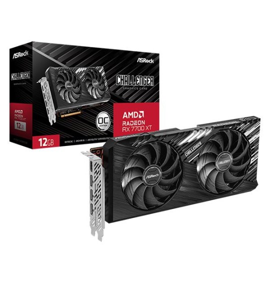 Graphics Card | ASROCK | AMD Radeon RX 7700 XT | 12 GB | GDDR6 | 192 bit | PCIE 4.0 16x | Two and Half Slot Fansink | 1xHDMI | 3xDisplayPort | RX7700XTCL12GO