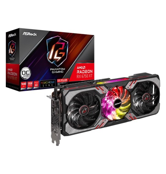 Graphics Card | ASROCK | AMD Radeon RX 6750 XT | 12 GB | GDDR6 | 192 bit | PCIE 4.0 16x | Two and Half Slot Fansink | 1xHDMI | 3xDisplayPort | RX6750XTPGD12GO