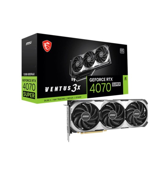 Graphics Card | MSI | NVIDIA GeForce RTX 4070 SUPER | 12 GB | GDDR6X | 192 bit | PCIE 4.0 16x | Triple slot Fansink | 1xHDMI | 3xDisplayPort | RTX4070SUPER12GVEN3XOC