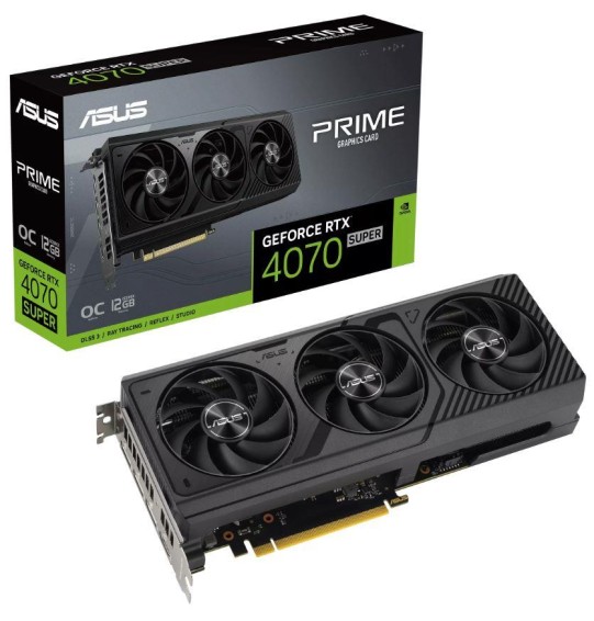 Graphics Card | ASUS | NVIDIA GeForce RTX 4070 SUPER | 12 GB | GDDR6X | 192 bit | Triple slot Fansink | 1xHDMI | 3xDisplayPort | PRIME-RTX4070S-O12G