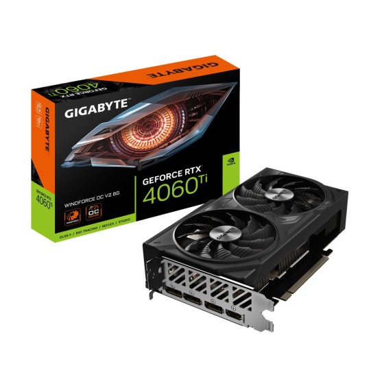 Graphics Card | GIGABYTE | NVIDIA GeForce RTX 4060 Ti | 8 GB | GDDR6 | 128 bit | PCIE 3.0 16x | GPU 2550 MHz | Dual Slot Heatpipe | 1xHDMI | 3xDisplayPort | GV-N406TWF2OCV2-8GD