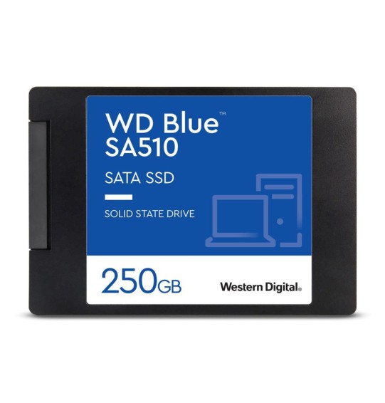 SSD | WESTERN DIGITAL | Blue SA510 | 250GB | SATA 3.0 | Write speed 440 MBytes/sec | Read speed 555 MBytes/sec | 2,5" | TBW 100 TB | MTBF 1750000 hours | WDS250G3B0A