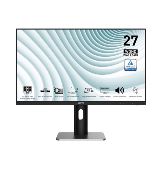 LCD Monitor | MSI | PRO MP273QP | 27" | Panel IPS | 2560x1440 | 16:9 | 75Hz | 1 ms | Speakers | Swivel | Pivot | Height adjustable | Tilt | Colour Black / Silver | PROMP273QP