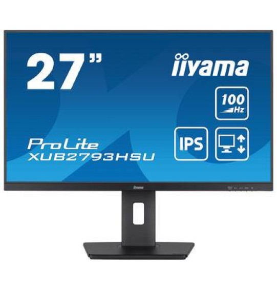 LCD Monitor | IIYAMA | 27" | Business | Panel IPS | 1920x1080 | 16:9 | 100Hz | Matte | 1 ms | Speakers | Swivel | Pivot | Height adjustable | Tilt | Colour Black | XUB2793HSU-B6