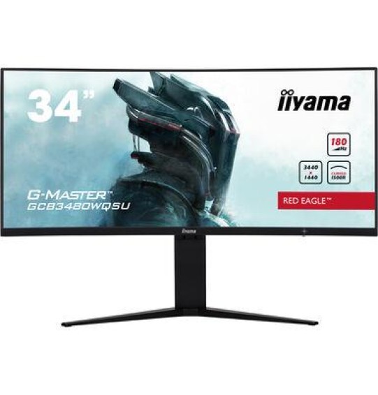 LCD Monitor | IIYAMA | 34" | Gaming/Curved/21 : 9 | Panel VA | 3440x1440 | 21:9 | 180Hz | Matte | 0.4 ms | Speakers | Height adjustable | Tilt | Colour Black | GCB3480WQSU-B1