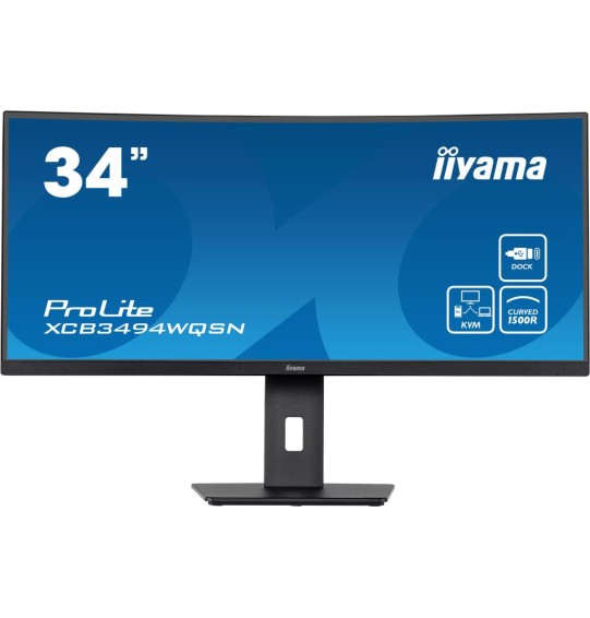 LCD Monitor | IIYAMA | XCB3494WQSN-B5 | 34" | Curved/21 : 9 | Panel VA | 3440x1440 | 21:9 | Matte | 0.4 ms | Speakers | Swivel | Height adjustable | Tilt | Colour Black | XCB3494WQSN-B5