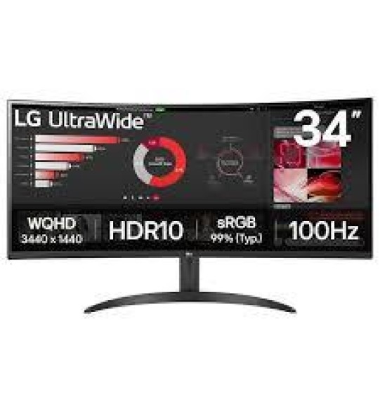 LCD Monitor | LG | 34" | Curved/21 : 9 | Panel VA | 3440x1440 | 21:9 | 100 Hz | 5 ms | Tilt | 34WR50QK-B