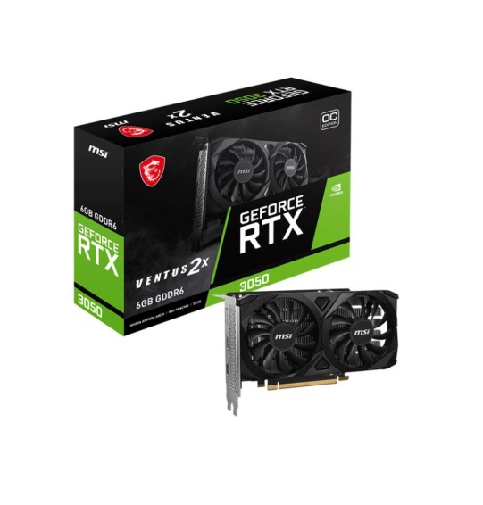 Graphics Card | MSI | NVIDIA GeForce RTX 3050 | 6 GB | GDDR6 | 96 bit | PCIE 4.0 16x | Dual Slot Fansink | 2xHDMI | 1xDisplayPort | RTX3050VEN2XE6GOC