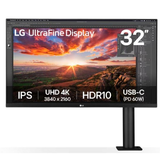 LCD Monitor | LG | 31.5" | Panel IPS | 3840x2160 | 16:9 | 60Hz | 5 ms | Speakers | Swivel | Pivot | Height adjustable | Tilt | Colour Black | 32UN880K-B