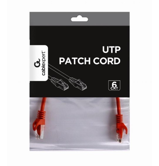 PATCH CABLE CAT6 UTP 0.25M/RED PP6U-0.25M/R GEMBIRD