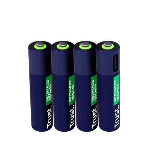 BATTERY RECH. LI-ION AAA/500MAH USB-C 4PACK 25671 TRUST