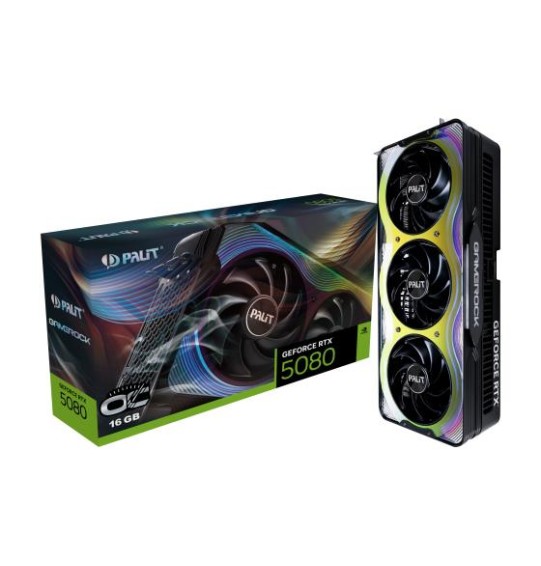 Graphics Card | PALIT | NVIDIA GeForce RTX 5080 | 16 GB | GDDR7 | 256 bit | PCIE 5.0 16x | GPU 2295 MHz | Triple slot Fansink | 1xHDMI | 3xDisplayPort | NE75080T19T2-GB2030G