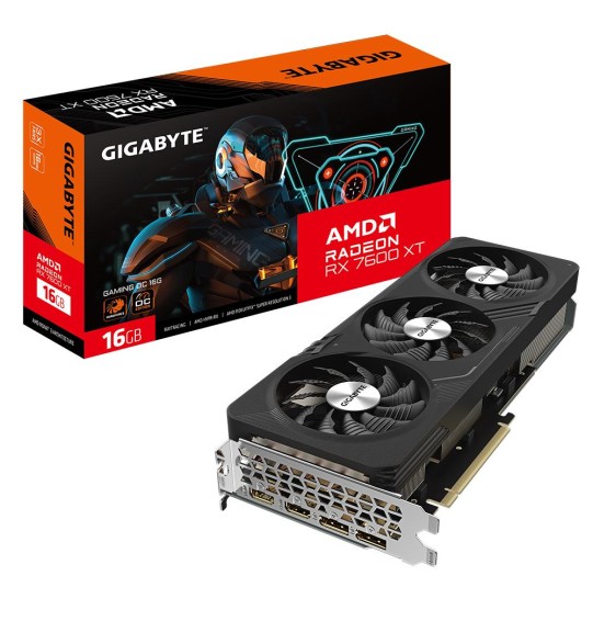 Graphics Card | GIGABYTE | AMD Radeon RX 7600 XT | 16 GB | GDDR6 | PCIE 4.0 16x | Triple slot Fansink | 2xHDMI | 2xDisplayPort | R76XTGAMINGOC-16GD1.1