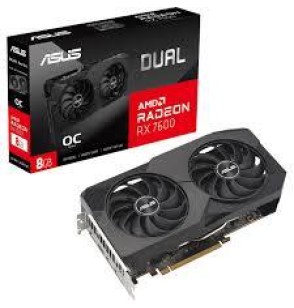 Graphics Card | ASUS | AMD Radeon RX 7600 | 8 GB | GDDR6 | 128 bit | PCIE 4.0 8x | Two and Half Slot Fansink | 1xHDMI | 3xDisplayPort | DUAL-RX7600-O8G-EVO