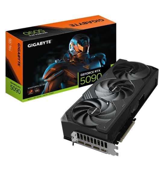 Graphics Card | GIGABYTE | NVIDIA GeForce RTX 5090 | 32 GB | GDDR7 | 512 bit | PCIE 5.0 16x | GPU 2467 MHz | Triple slot Fansink | 1xHDMI | 3xDisplayPort | GV-N5090WF3OC-32GD1.0