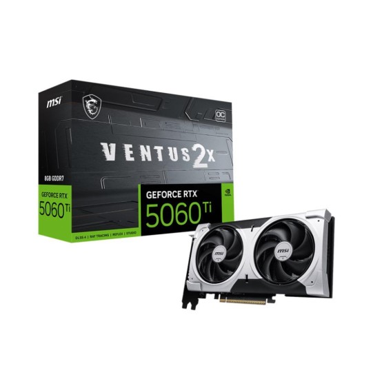 Graphics Card | MSI | NVIDIA GeForce RTX 5060 Ti | 8 GB | GDDR7 | 128 bit | PCIE 5.0 16x | Dual Slot Fansink | 1xHDMI | 3xDisplayPort | 5060TI8GVENTUS2XOCPL