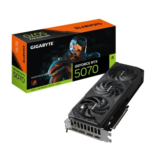 Graphics Card | GIGABYTE | NVIDIA GeForce RTX 5070 | 12 GB | GDDR7 | 192 bit | PCIE 5.0 16x | GPU 2512 MHz | Triple slot Fansink | 1xHDMI | 3xDisplayPort | GV-N5070WF3-12GD1.0